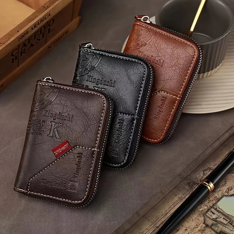 Vintage Leather Wallet, Slim Card Holder with 12 Slots Unisex.