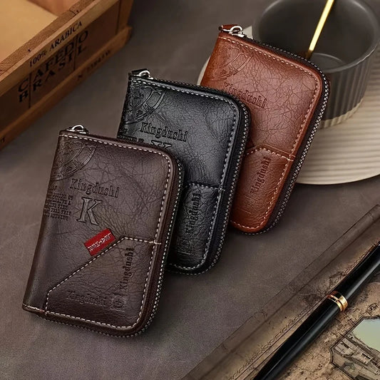 Vintage Leather Wallet, Slim Card Holder with 12 Slots Unisex.
