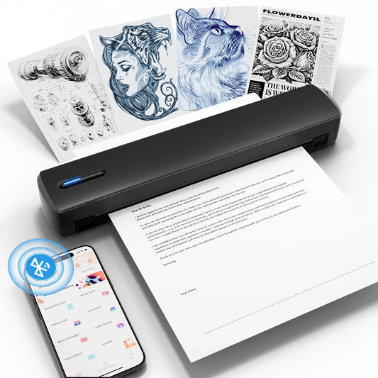 Portable A4 Thermal Printer, Inkless Wireless C80 300DPI 1500mAh BT USB Type-C, For Android iOS Office Work, Home School Travel.