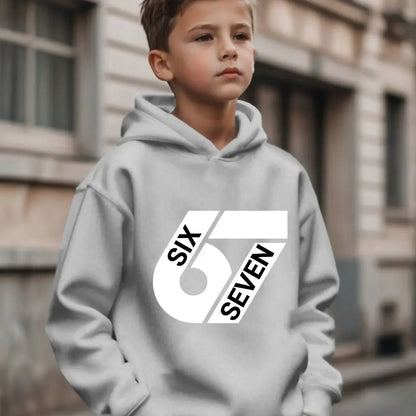 Unisex Graphic Fun 67 Hooded Pullover Sweater Long-sleeved.