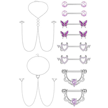 Stainless Steel Nipple Piercing Jewelry, Zircon Nipple Rings, Barbell Body Jewelry, Nipple Shield Bar