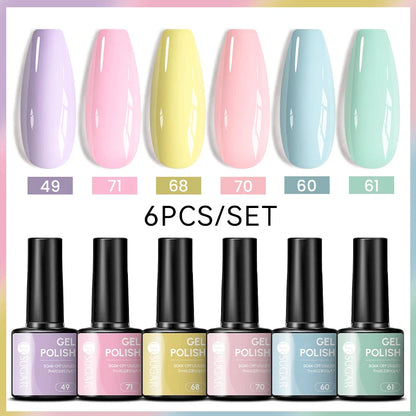 7ml All Season Gel Nail Polish Set, Nude Pink, Red Glitter, Semi Permanent UV Gel Kits.