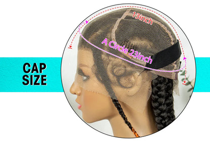 Knotless Box Braids Full Lace Wig | Cornrow Accents | Baby Hair | Synthetic Braided Wig
