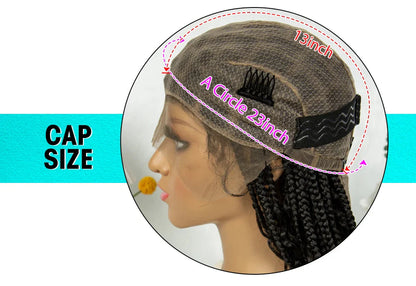Short Bohemian Box Braids Wig | Full Lace | Curly Ends | Baby Hair | Synthetic Boho Wig