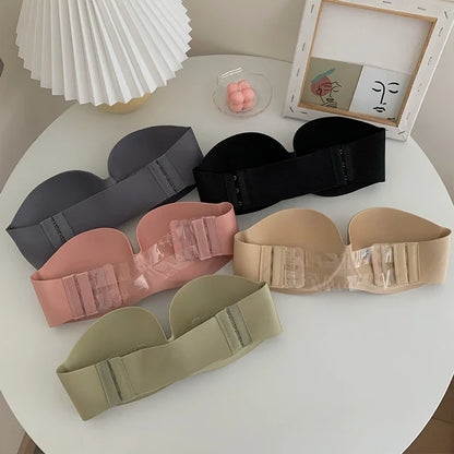 Front Closure Sexy Push Up Bra Invisible Female Brassiere Strapless Seamless.