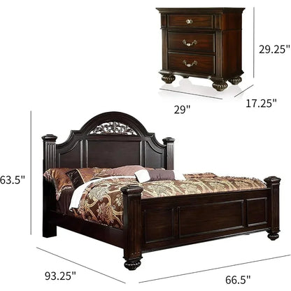 Hot sales 24/7 Shop at Home Syracuse 6-Piece Traditional, Solid Wood Bedroom Set with Chest, Mirrored-Dresser and 2 Nightstands.