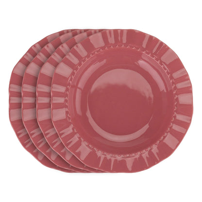 4pcs Multi-Color Ceramic Plate Set Ripple-Edge