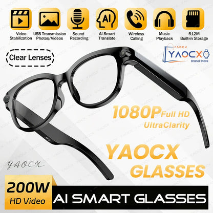 2026 New Al Smart Glasses, 200w HD Camera, Video Record, Voice Translation, Photo Recognition, Music Playback, BT Call Smart Sunglasses.