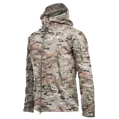 Military Shark Skin Soft Shell Jackets Men Tactical Windproof Waterproof jacket,Hooded Bomber Coats