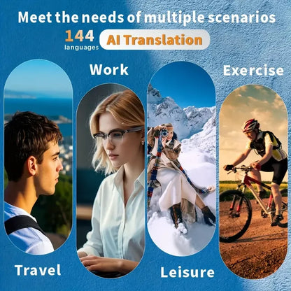 Smart Glasses AI Intelligent, Real-time Translation Sunglasses, Outdoor Sport, Earphone Calling Music Glasses.