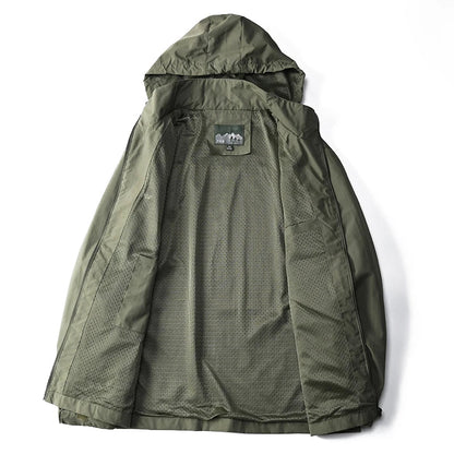 Windbreaker Men Tactical Jacket Waterproof Hooded Coat Size S-5XL
