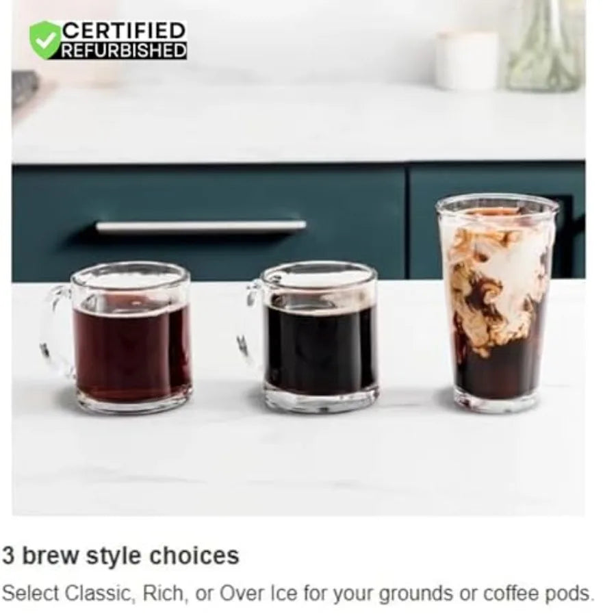 Dual Brew Hot, Iced Coffee Maker, for Home and Office Use, with Advanced Temperature Control.