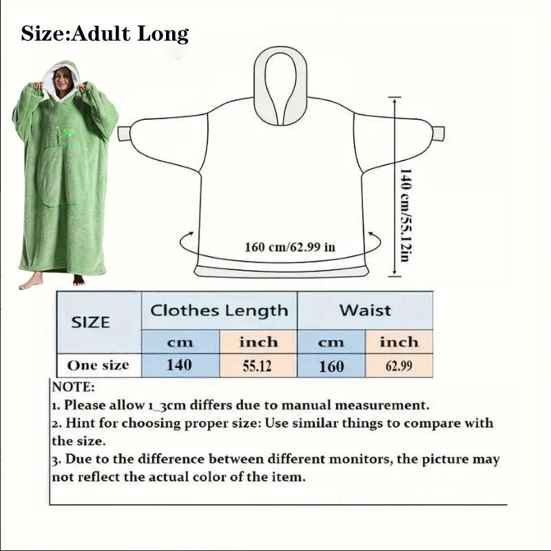 Extra Long Wearable Blankets, Winter Flannel Hooded Blanket, Full Sleeves Men Women Soft Throw Blanket.