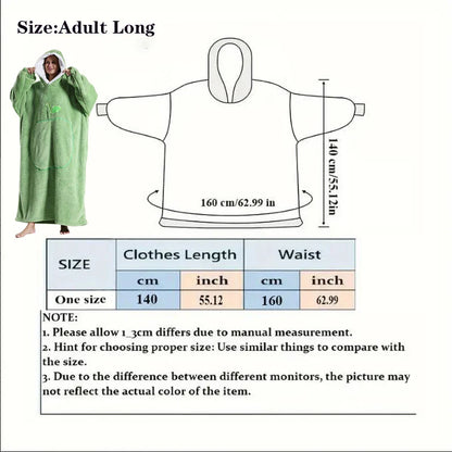 Extra Long Wearable Blankets, Winter Flannel Hooded Blanket, Full Sleeves Men Women Soft Throw Blanket.
