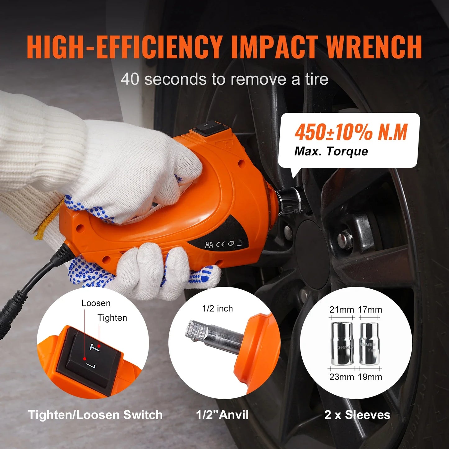 5T Electric Car Jack, Hydraulic Jack with Electric Impact Wrench, Built-in Inflatable Pump, LED Light for SUV Sedan Truck.