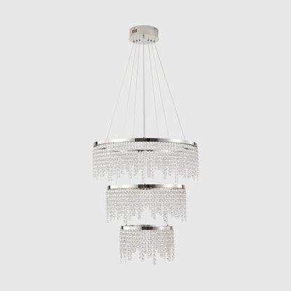23.6-inch Crystal Chandelier, Dimmable Led Ceiling Lamp, Adjustable Color Temperature 3000K/4000K/6000K, Height Adjustable, Luxury Round Chandelier, Suitable for Living Room, Dining Room, Bedroom.