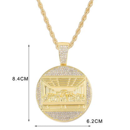 New Last Supper Pendant Chain Necklace, With 14mm Iced Out Fashion Hip Hop Men Charm Pendant.
