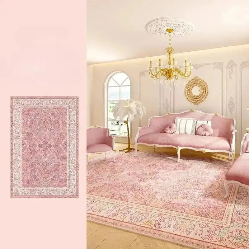 Pink Living Room Carpet Light Luxury High-end Persian, Bedroom Bedside Rug.