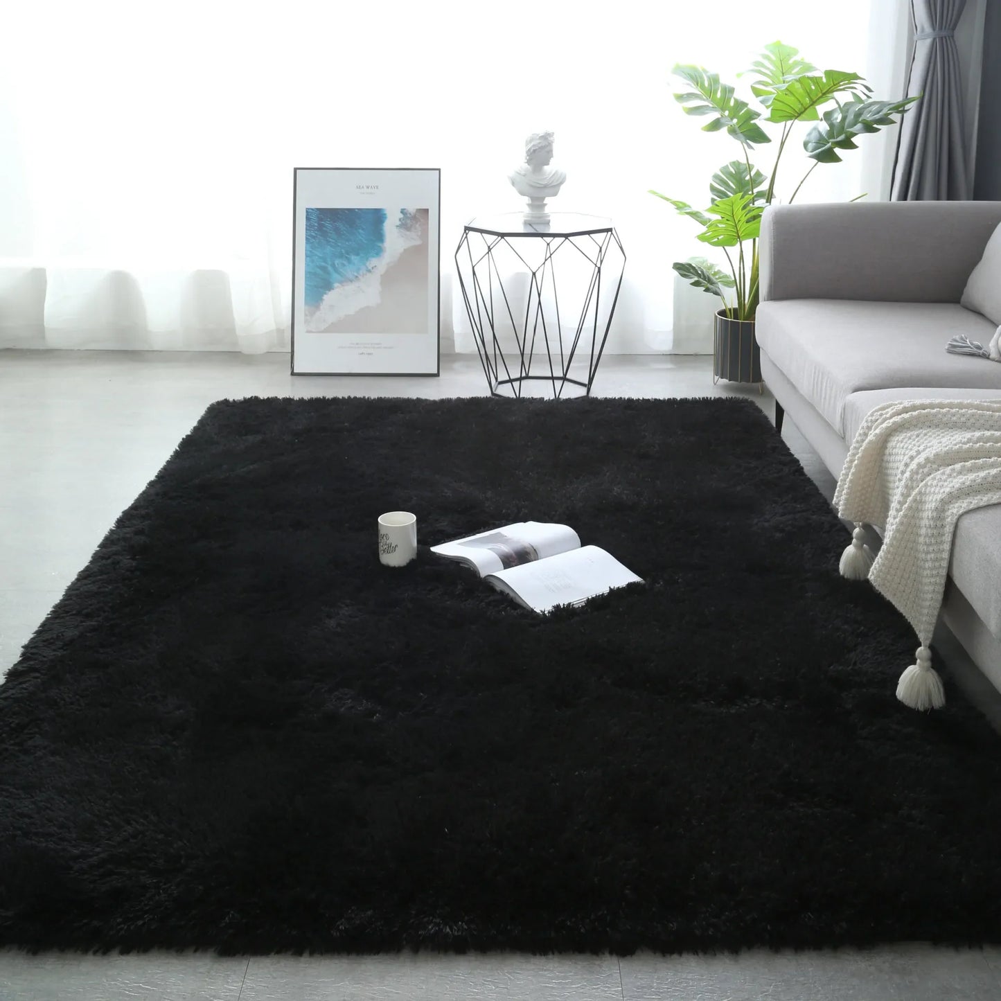 VIKAMA Tie-dyed Fluffy Carpets For Living Room Decor.