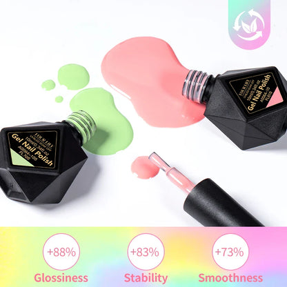 10pcs 10ml Gel Nail Polish Set, HEMA TPO Free, Red ,Coffee Brown, Semi Permanent Soak Off ,UV Gel Varnish For Winter Nail Supplies.
