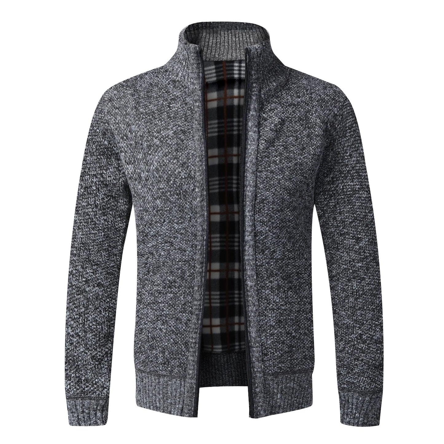 Autumn Winter Warm Cardigan Men Fleece Sweaters, Full Zip Jackets Slim Fit Luxury Brand Knitted Sweater.