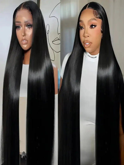 46-50 Inch | 13x6/13x4 Lace Width | Bone Straight | Brazilian | Remy Hair | HD Transparent Lace Frontal Wig - 200% Density