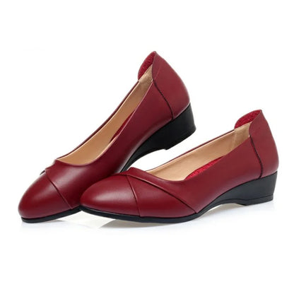 Women Classic Round Toe High Quality Spring Slip on Square Heel Shoes.