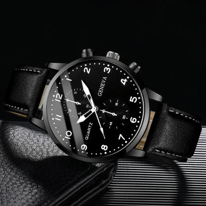 5PCS/Set Men's Watch, Arabic Dial Analog Quartz Watches, Vintage Leather Bracelets Set.