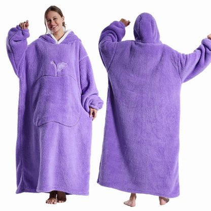 Extra Long Wearable Blankets, Winter Flannel Hooded Blanket, Full Sleeves Men Women Soft Throw Blanket.