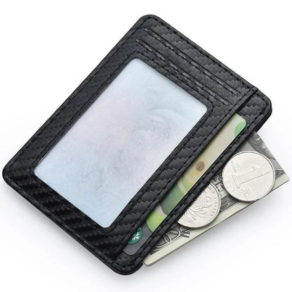 Anti-RFID Men's Slim Wallet - Minimalist PU Leather, Front Pocket ID/Credit Card Holder, with Magic Anti-Theft Protection.