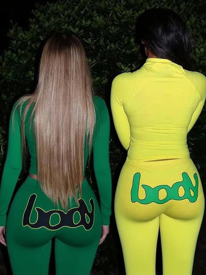 Casual Sporty Women 2 Piece Set, Fashion Basic Letter Print, Zip-up Full Sleeve Tops+ Pants Female Tracksuits.