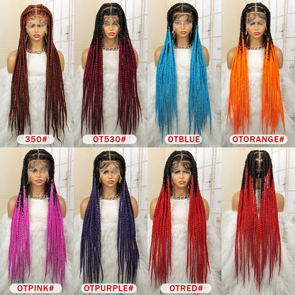 36" Big Knotless Box Braided Full Lace Wig | Cornrow Braiding Wig | Baby Hair | Synthetic Braids | For Women