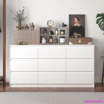 9 Drawer Dresser for Bedroom with Deep Drawers, Large Wood Chest of Drawers Handle Free.