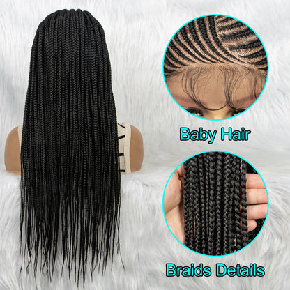13x4 HD Lace Front Braided Wig with Baby Hair | Synthetic Braided Wigs for Black Women
