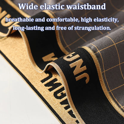 3PCS/Pack L-4XL Loose Casual Plaid Underwear for Men,100% Cotton Breathable Shorts.