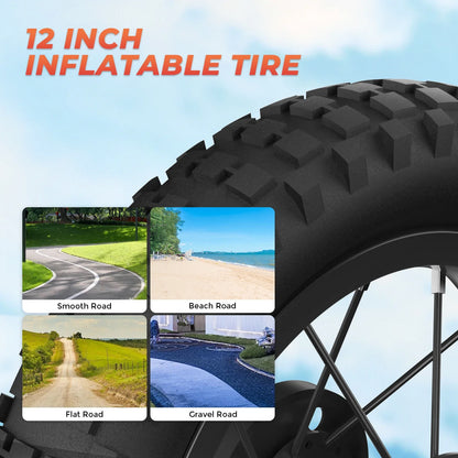 A12 Children's Electric Bicycle, 36V 5.2Ah Battery,350W Motor 12 inch inflatable tire City E-bike.