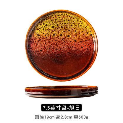Ceramic household dish Ceramic dumpling plate ins high appearance level Western plate Japanese round tray