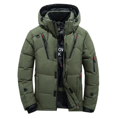 -20 Degree Down Jacket Male  Parkas White Duck Down Jacket, Hooded Thick Warm Padded  Coat Oversize M-4XL.