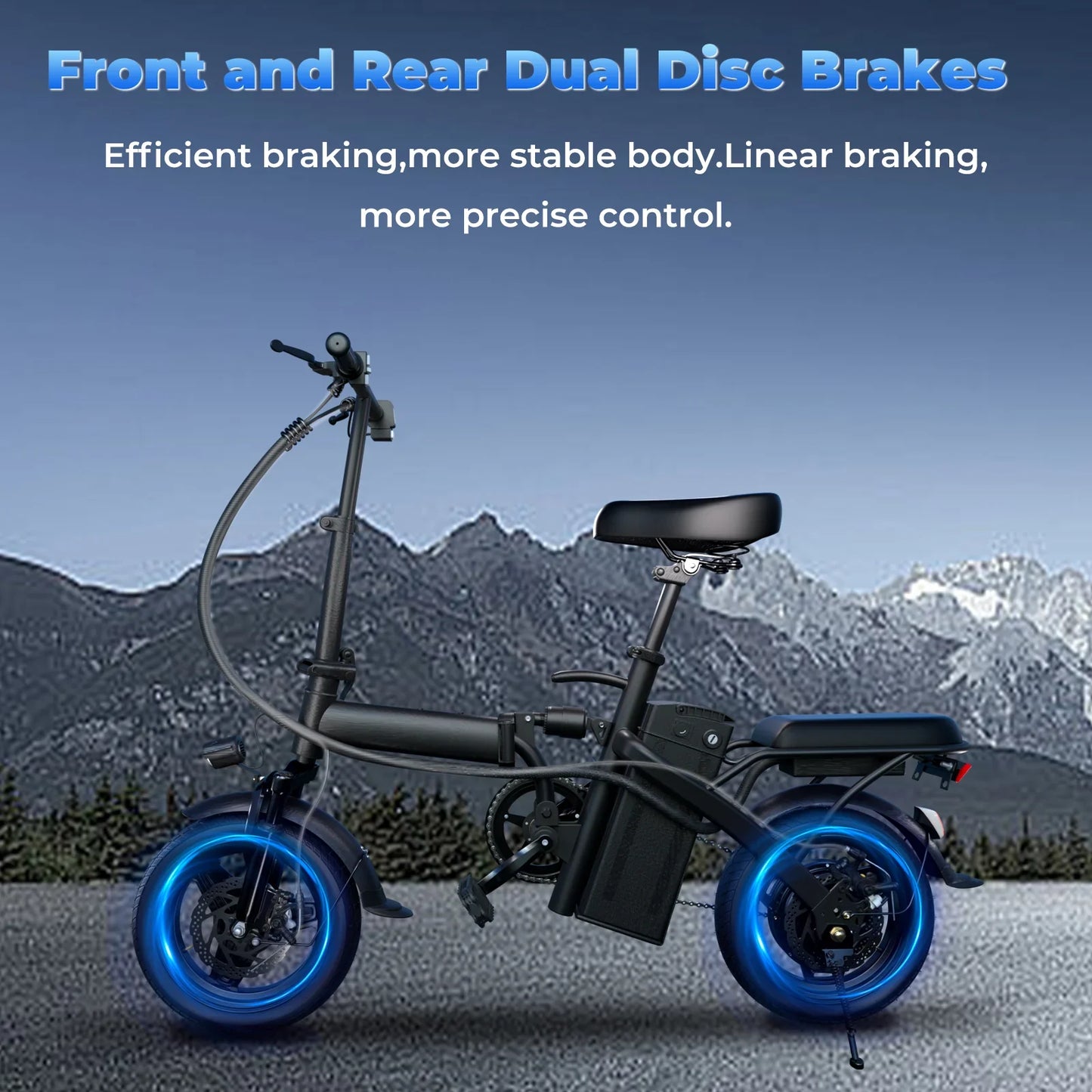 500W Adult Electric Bike, 20 MPH, 48V 10.4Ah Removable Battery.14 Inch Folding Electric Bike, Multi-Shock Absorption.