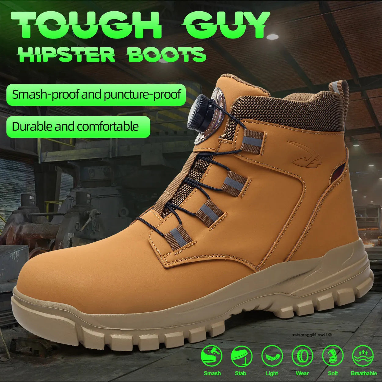 Waterproof Safety Boots, Indestructible Steel Toe Work Boots, Anti-smash Stab-resistant.