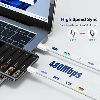 40W PD Fast Charger For iPhone, 17 16 15 Pro Max USB C to C, Fast Charging Cable For Samsung S25 S24 Air Pods Phone Accessories.