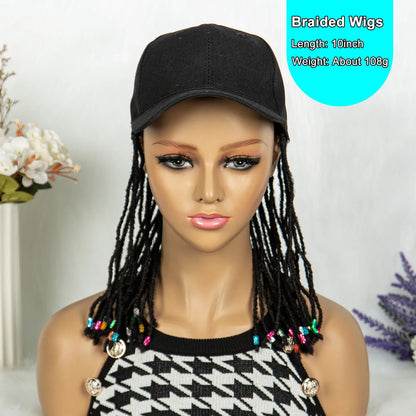 Braided Baseball Cap Wig | Adjustable Hat Wig | Afro Black Women & Girls
