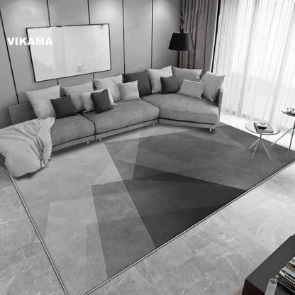 Minimalist Geometric Large Carpet, Anti-slip Floor Rug ,with Gray Splicing Pattern, for Living Room, Bedroom Unique Decoration.