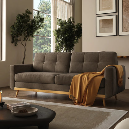 67.7-inch Mid-Century Modern Loveseat Sofa with Wooden Legs  for Living Room, Bedroom, or Office.