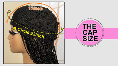 Short 14" Bob Braided Wig | Curly Knotless Box Braids | Synthetic Machine Made Wig | For Black Women