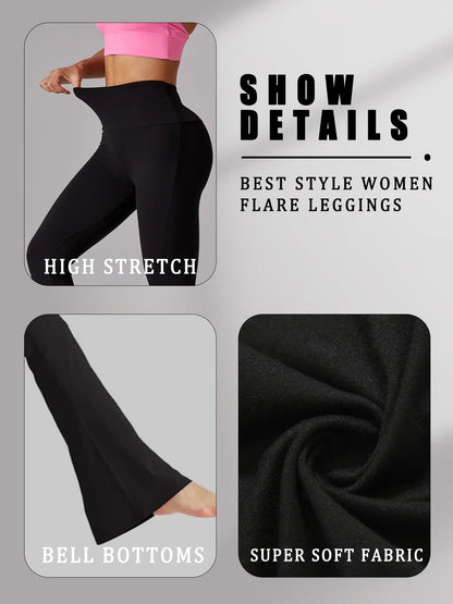 Plus Size Women's Super Soft High Waisted Flare Pant, Soft Bootleg Bell Bottoms.