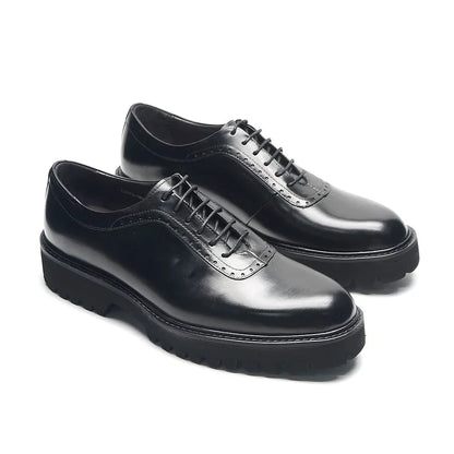 Designer Luxury Platform Oxfords for Men | Cow Suede Genuine Leather Black & Blue Casual Shoe (Height Increasing)