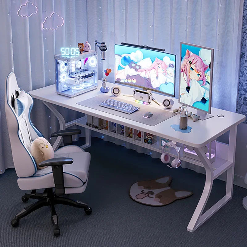 White Gaming Computer Desk Chair Set ,Home Office, Study, Bedroom  Laptop Table