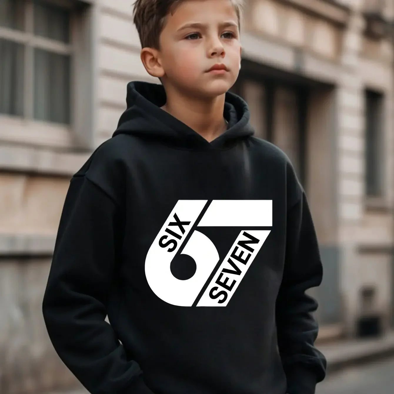 Unisex Graphic Fun 67 Hooded Pullover Sweater Long-sleeved.