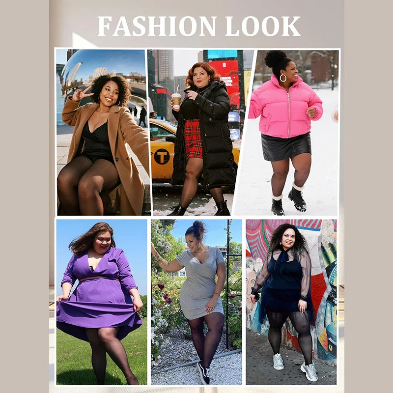 3 Pairs Plus Size Sheer Tights for Women -  Black Tights Control Top Pantyhose with Reinforced Toes.